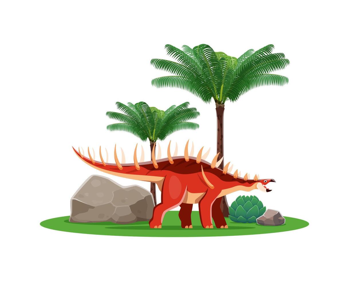 Kentrosaurus prehistoric cartoon red dinosaur vector
