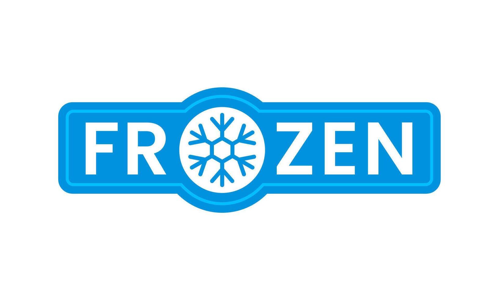 Blue frozen cold product icon of ice crystal label vector