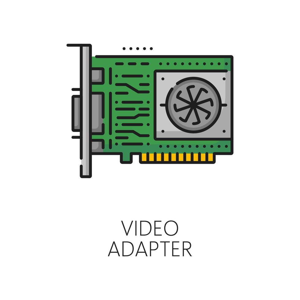 computadora adaptador software color línea icono vector