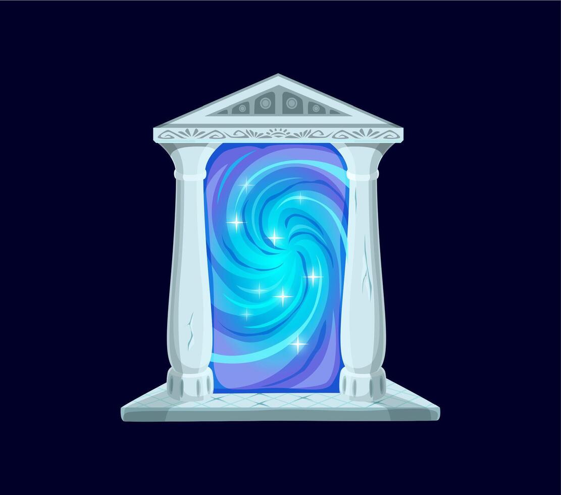 Fantasy fairytale game magic portal, mystical door vector