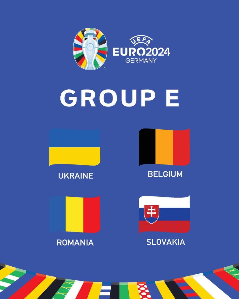 Euro 2024 Germany Group E Flag Ribbon Symbol Logo Design Illustration vector