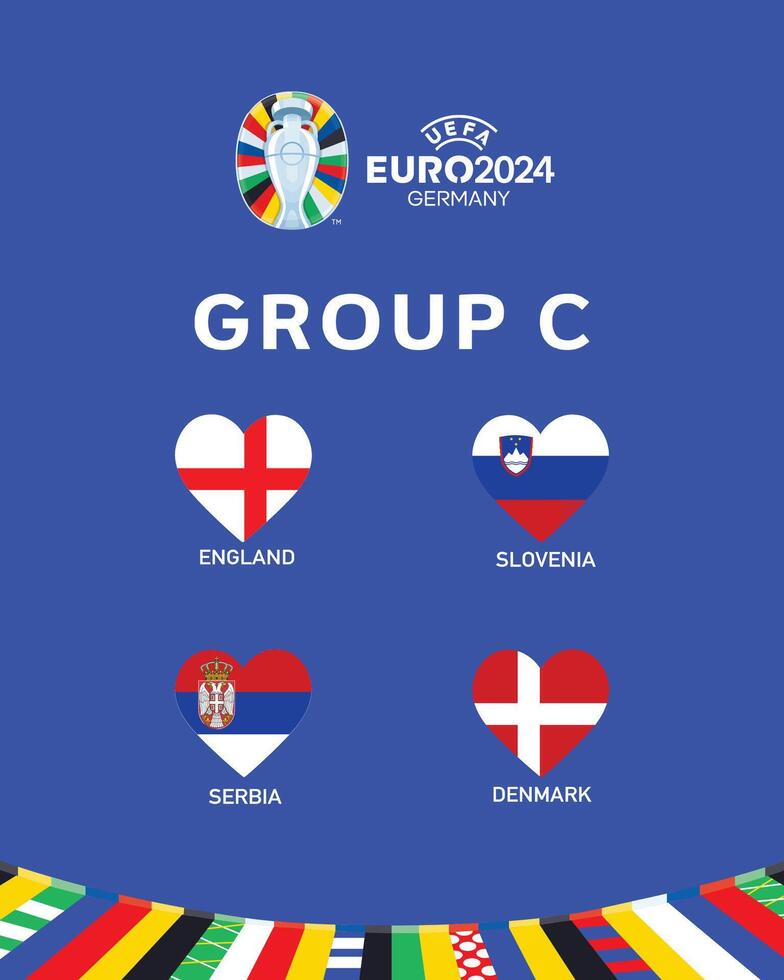 Euro 2024 Germany Group C Flag Heart Symbol Logo Design Illustration vector