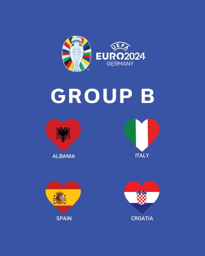 Euro 2024 Germany Group B Emblem Heart Symbol Logo Design Illustration vector