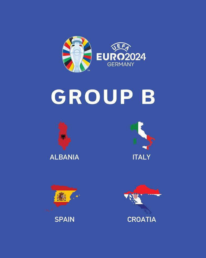 Euro 2024 Germany Group B Emblem Map Symbol Logo Design Illustration vector