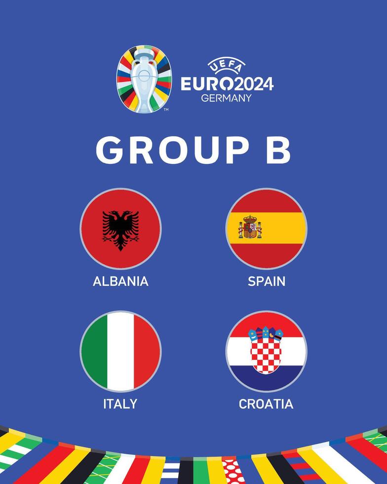 Euro 2024 Germany Group B Flag Emblem Symbol Logo Design Illustration vector
