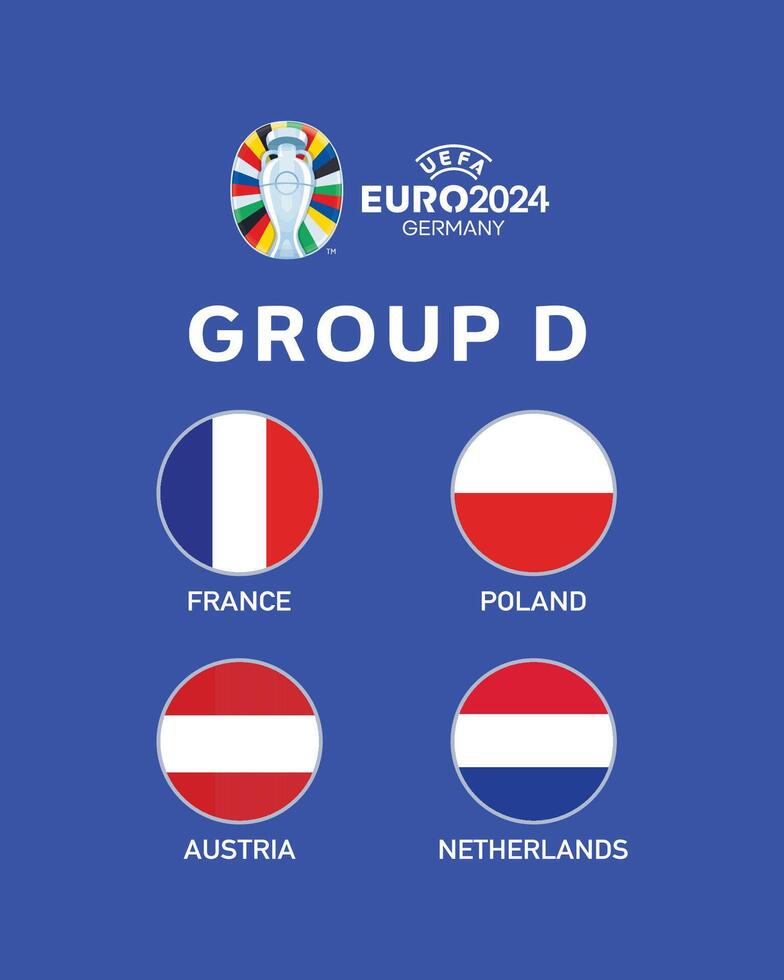 Euro 2024 Germany Group D Flag Symbol Logo Design Illustration vector