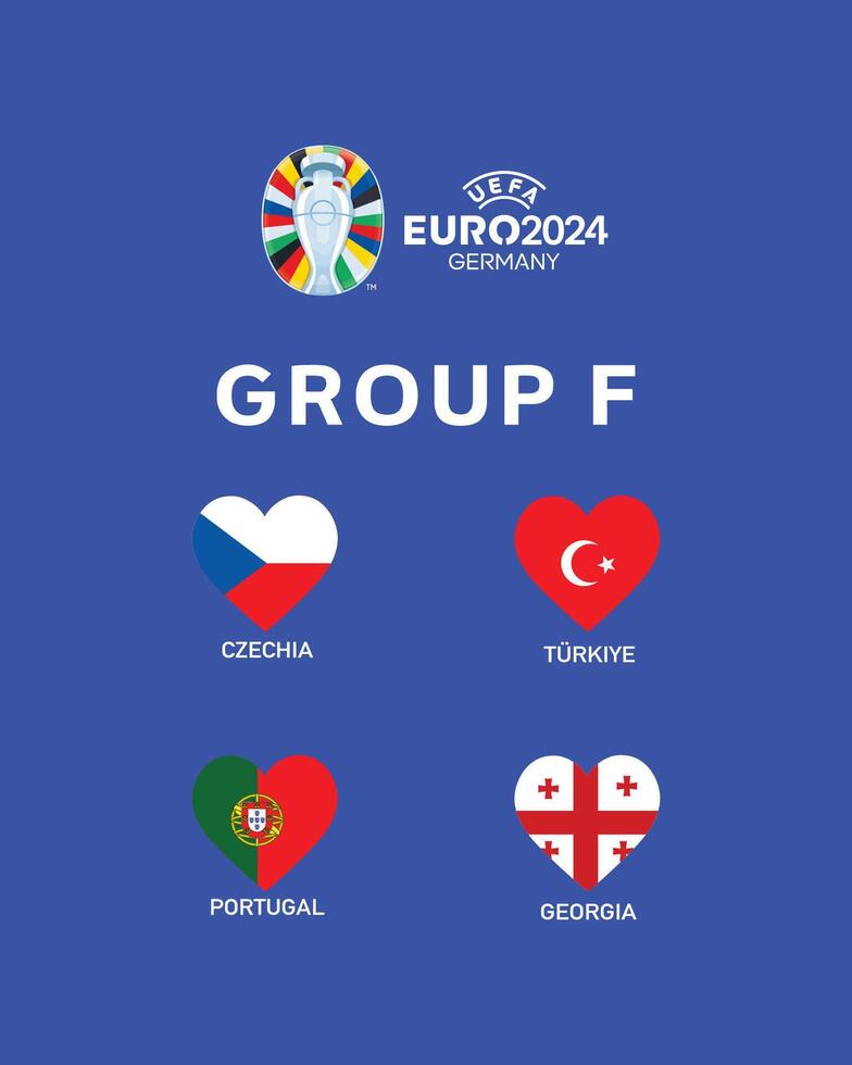 Euro 2024 Germany Group F Emblem Heart Symbol Logo Design Illustration vector
