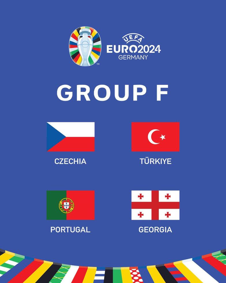 Euro 2024 Germany Group F Emblem Flag Symbol Logo Design Illustration vector