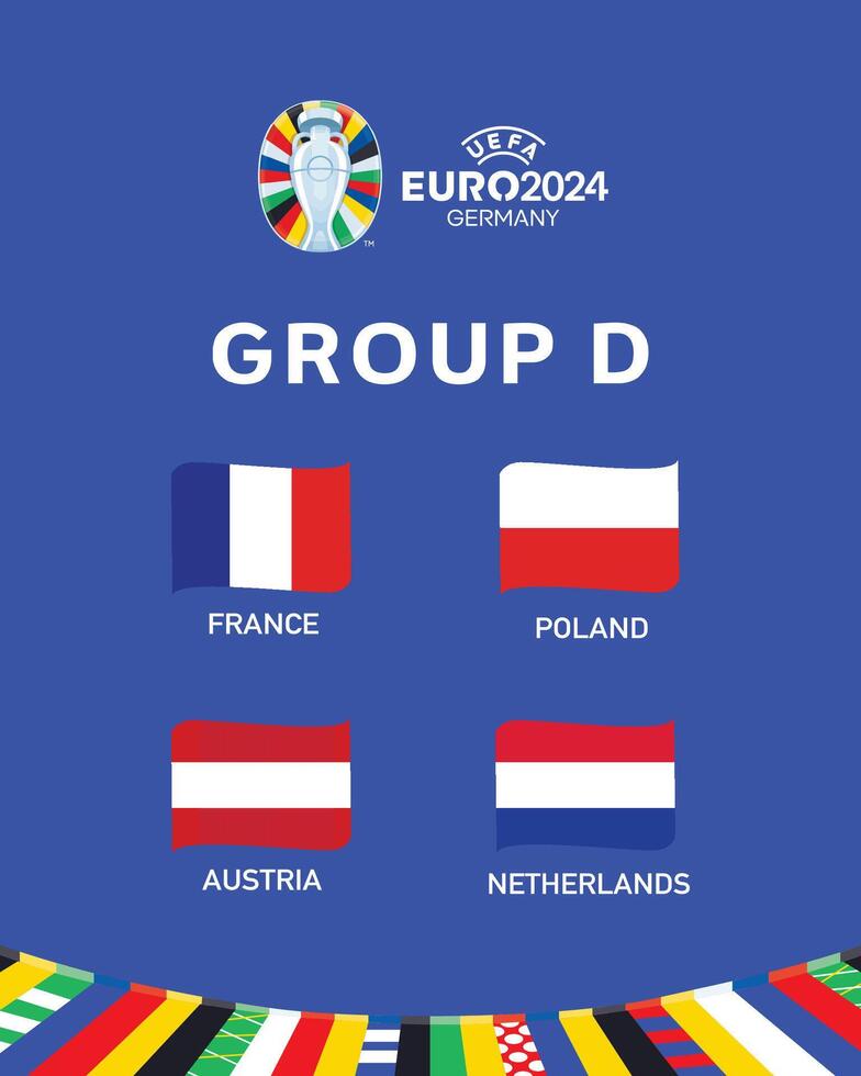 Euro 2024 Germany Group D Flag Ribbon Symbol Logo Design Illustration vector