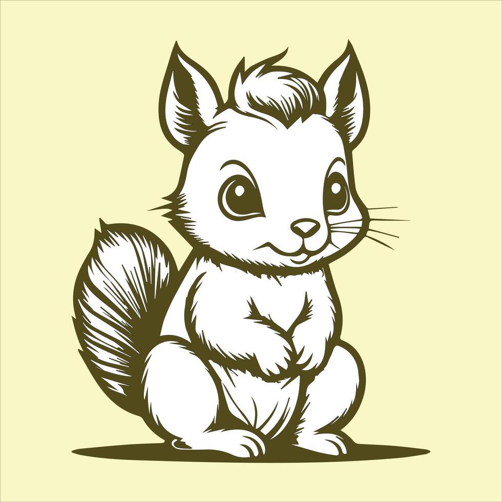squirrel with a nut vintage design vector