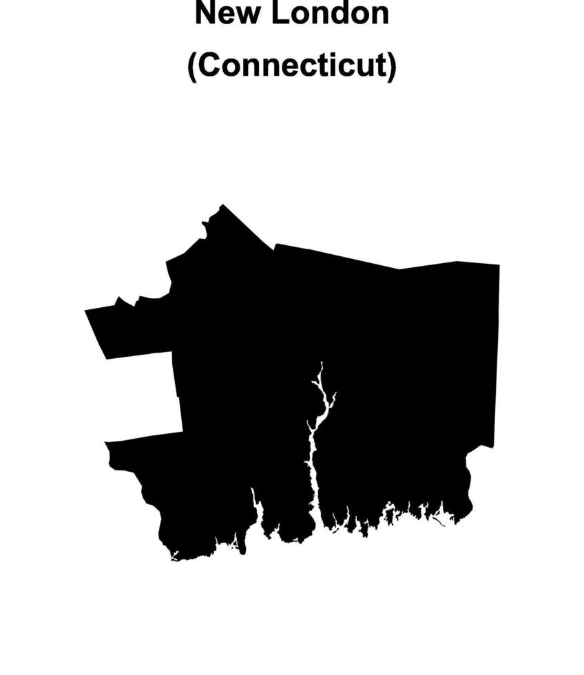 New London County, Connecticut blank outline map vector
