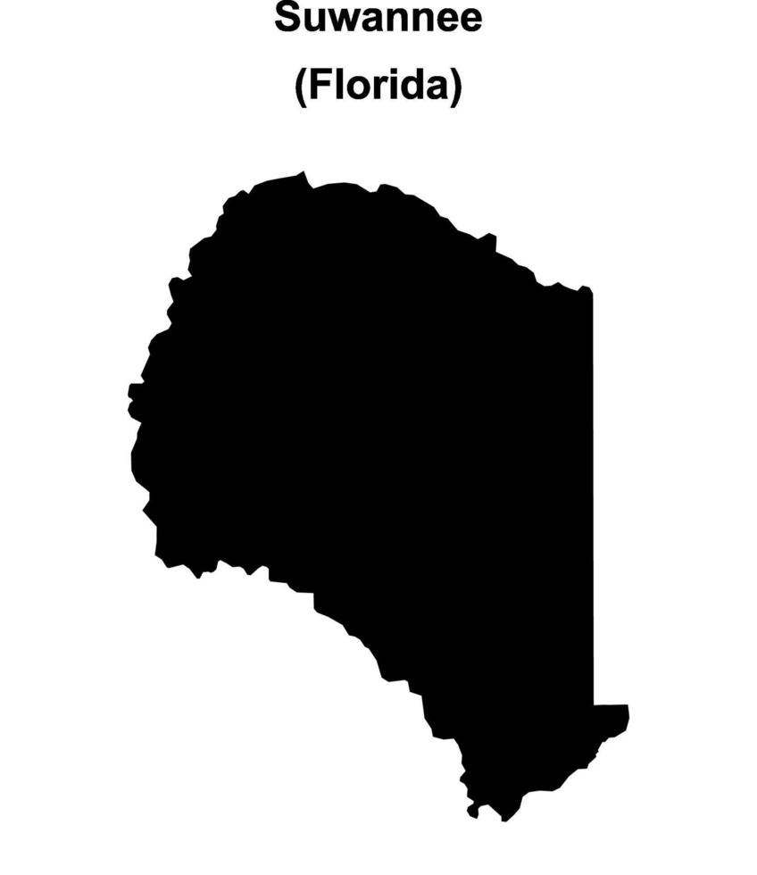 Suwannee County, Florida blank outline map vector