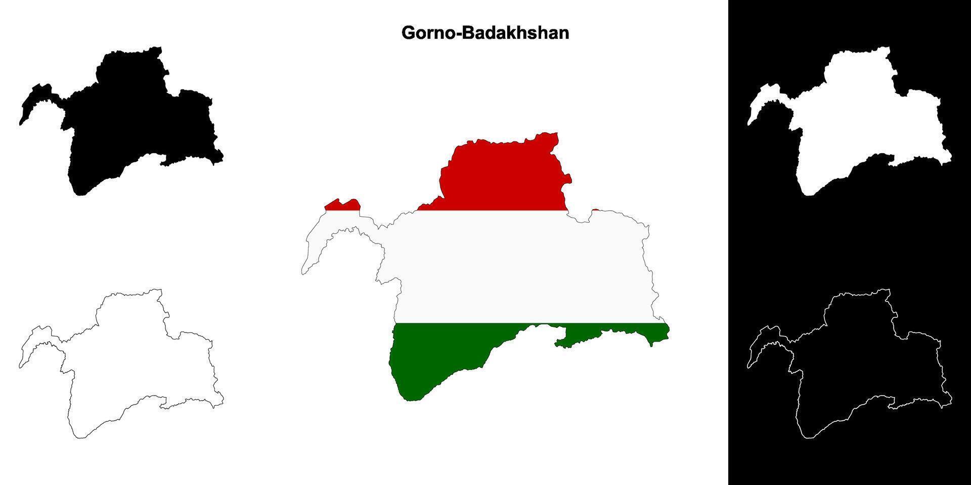 Gorno-Badakhshan region outline map set vector