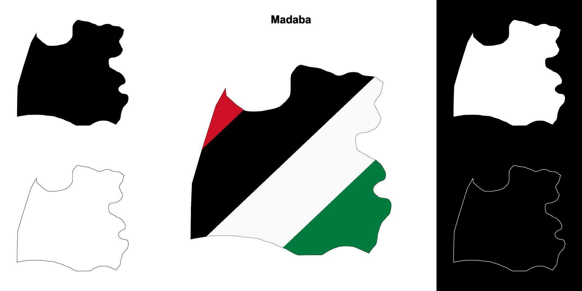 Madaba governorate outline map set vector