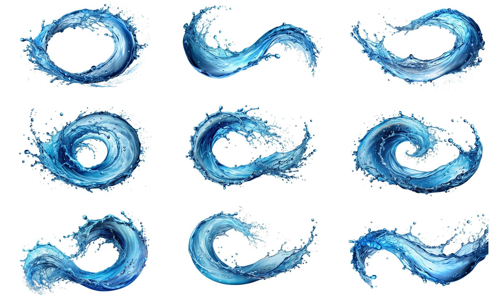 Water splash in circle shape isolated on white background photo