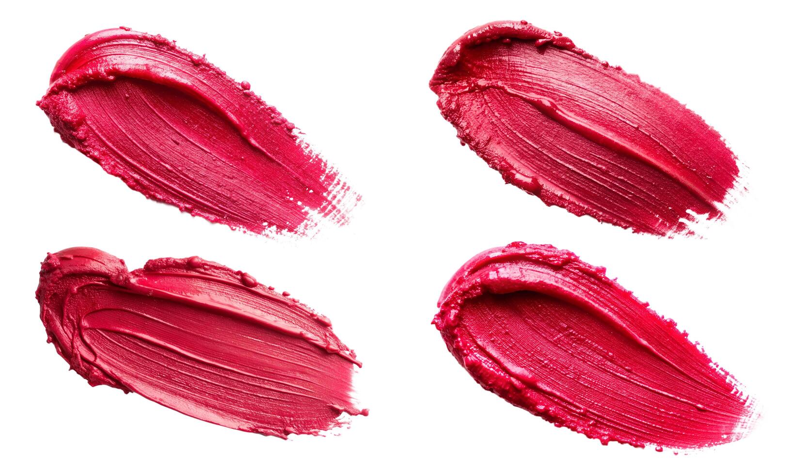 Set of different strokes of lipstick, lip gloss, paint, and red. colors. photo