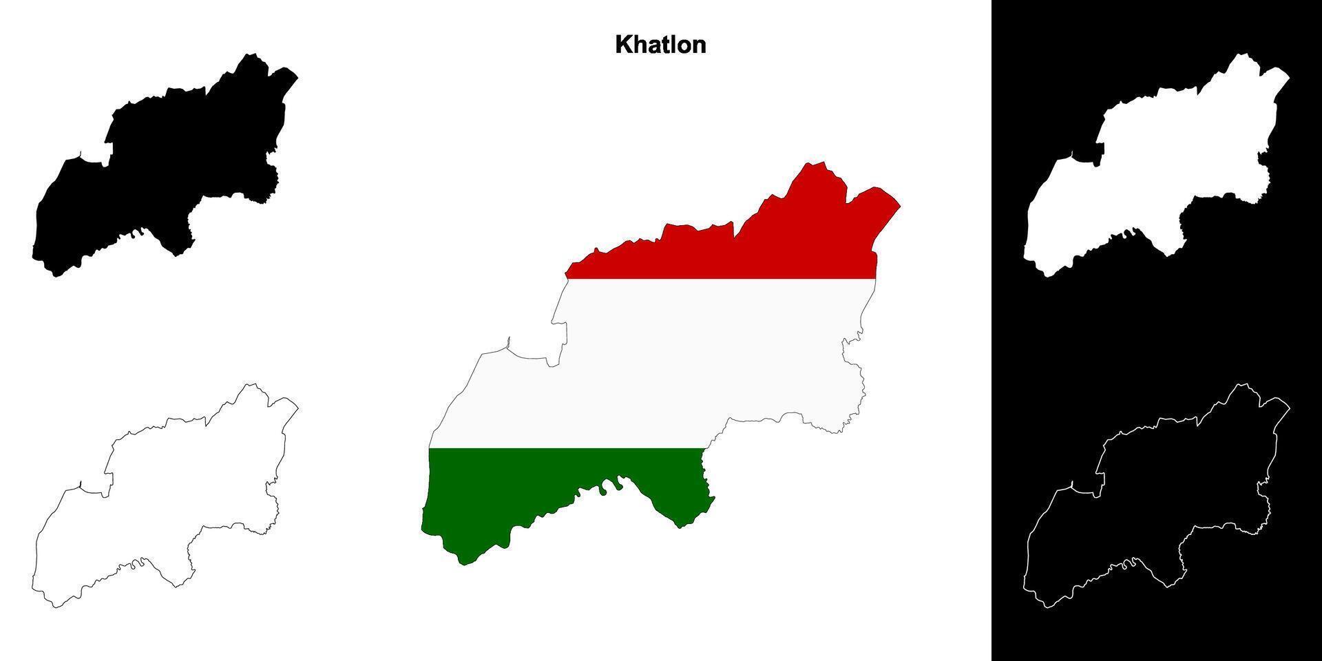 Khatlon region outline map set vector