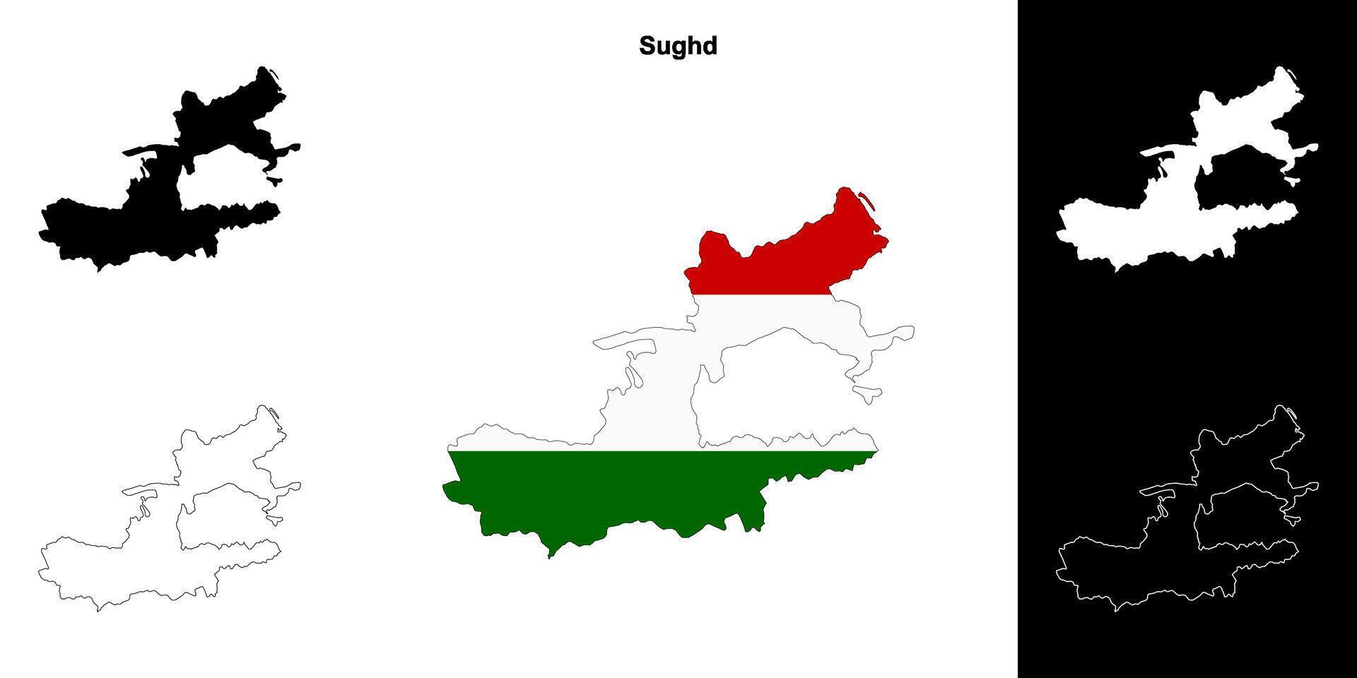 Sughd region outline map set vector