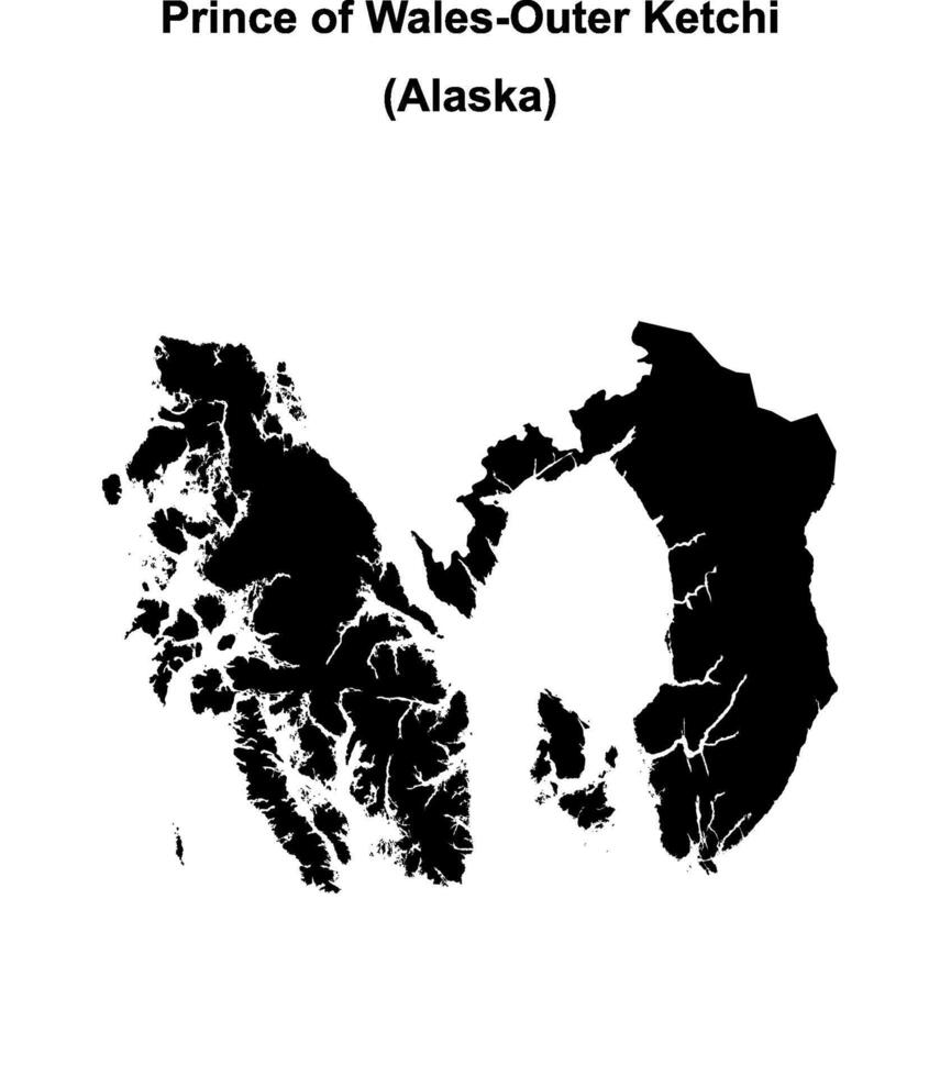 Prince of Wales-Outer Ketchi Borough, Alaska blank outline map vector