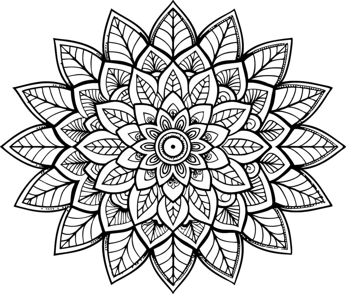 Mandala Pattern Coloring Page for Kids - Simple Outline vector