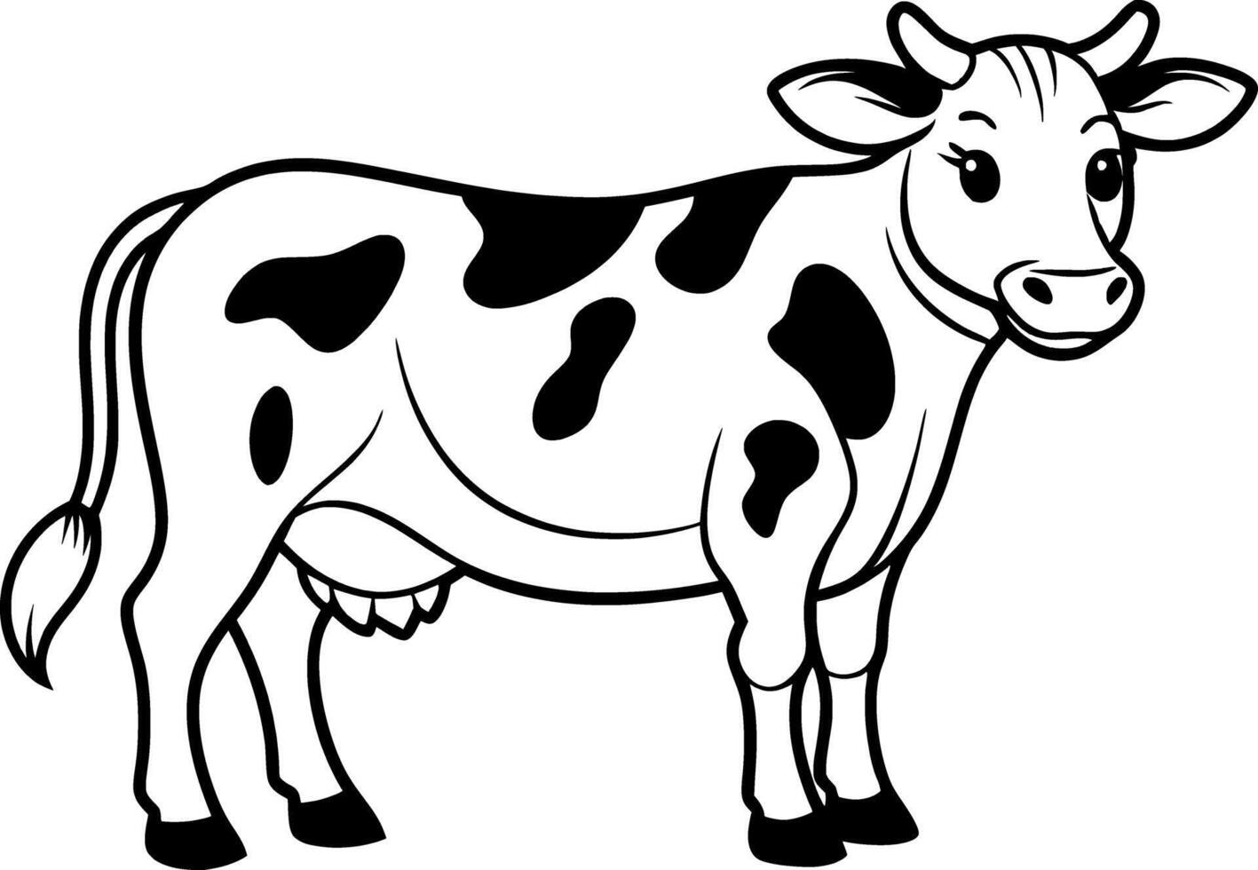 Cow Coloring Page for Kids - Simple Outline vector