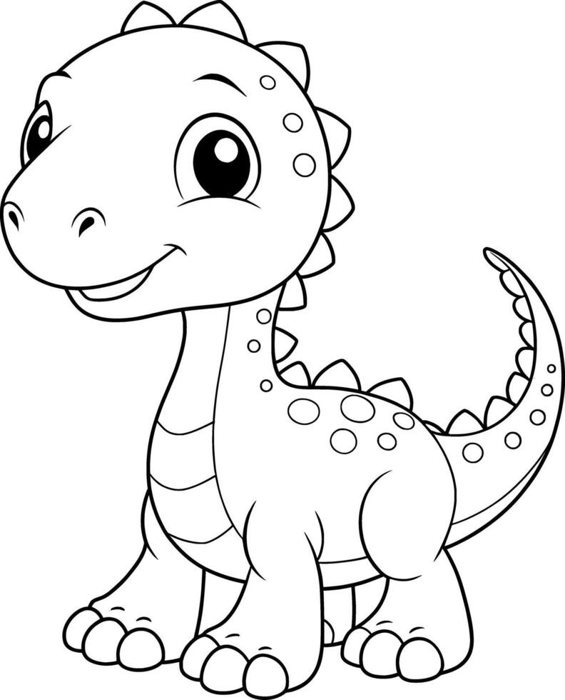Baby Dinosaur Coloring Page - Simple Outline vector