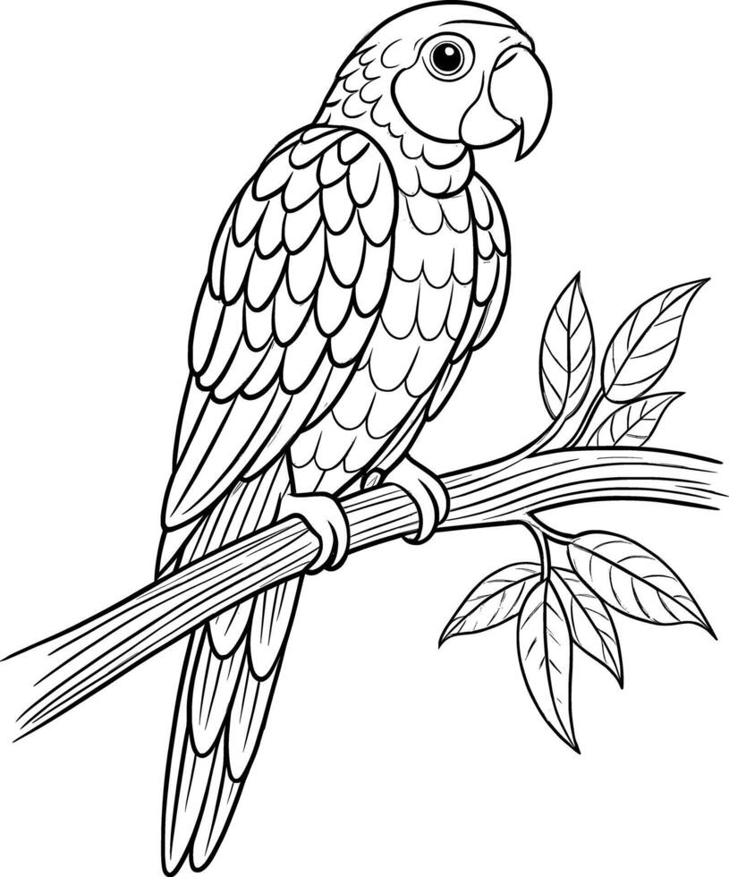 Parrot Coloring Page for Teens - Simple Outline vector