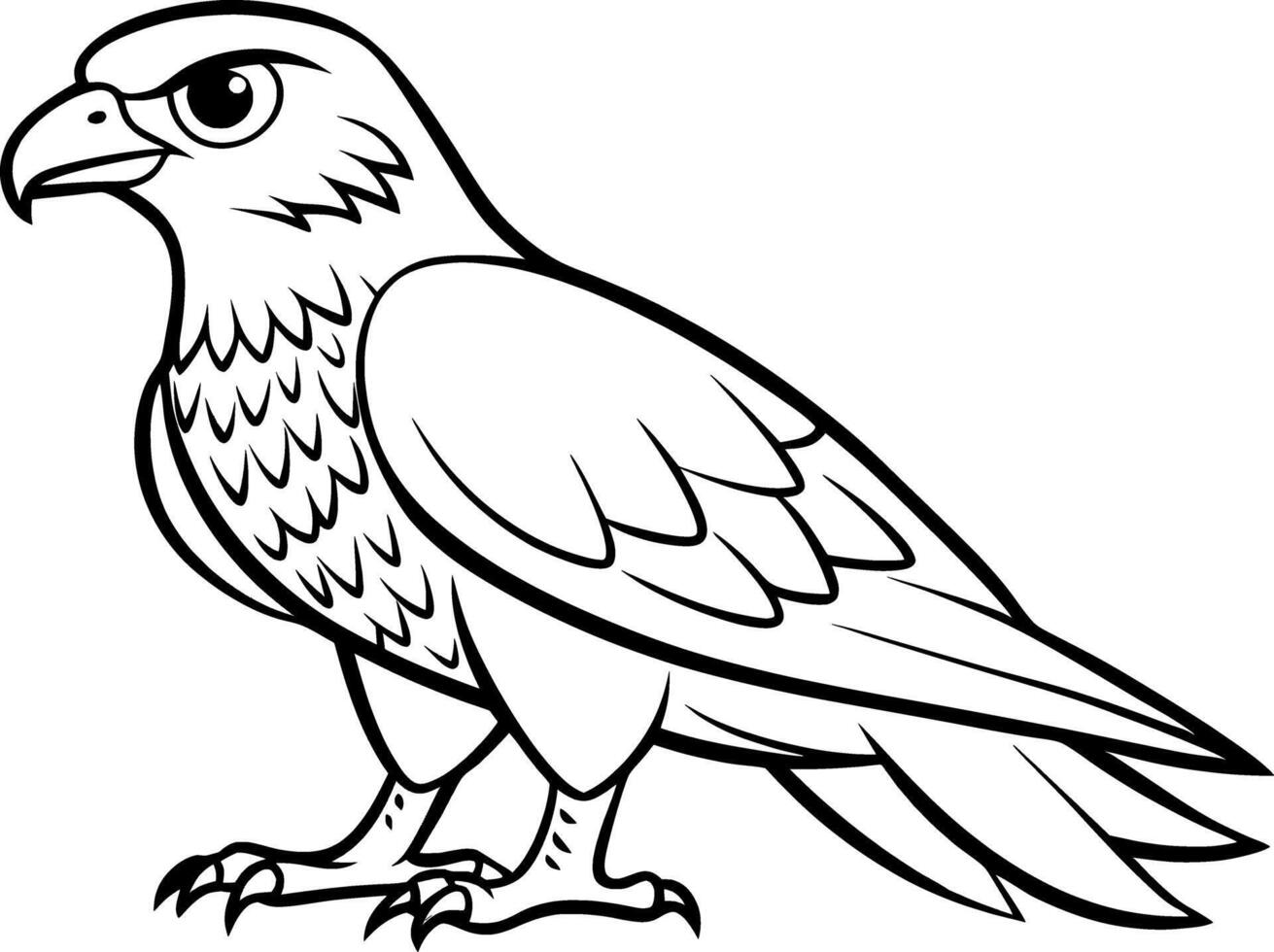 Hawk Coloring Page for Kids - Simple Outline vector
