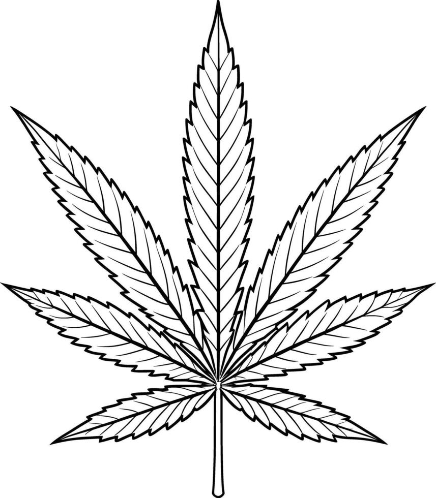 Marijuana Leaf Coloring Page for Teens - Simple Outline vector