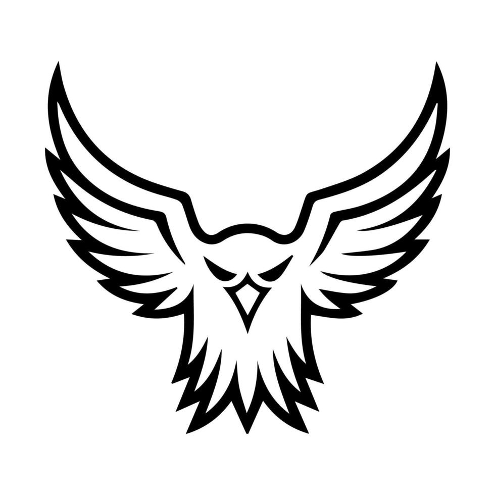Abstract Eagle logo or modern line icon. line art and icon design with bold outline. Black and white Pixel Perfect minimalistic symbol isolate white background. Creative logotype vector