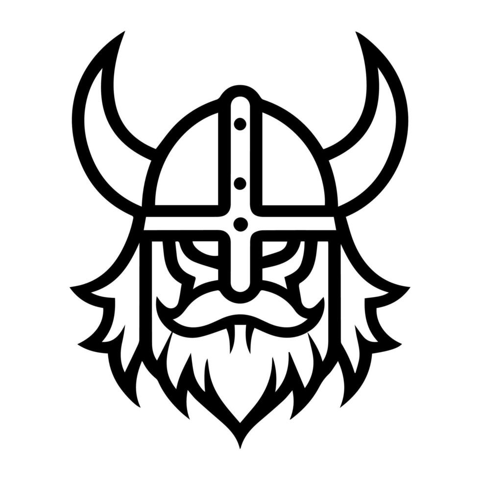 Viking Helmet logo or modern line icon. line art and icon design with bold outline. Black and white Pixel Perfect minimalistic symbol isolate white background. Creative logotype vector
