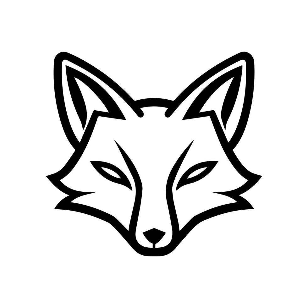 Fox Face logo or modern line icon. line art and icon design with bold outline. Black and white Pixel Perfect minimalistic symbol isolate white background. Creative logotype vector