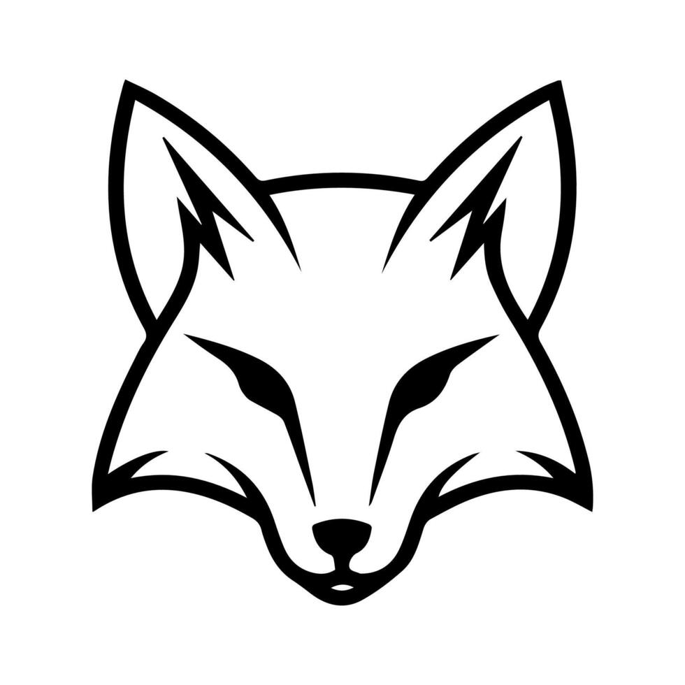 Fox Face logo or modern line icon. line art and icon design with bold outline. Black and white Pixel Perfect minimalistic symbol isolate white background. Creative logotype vector