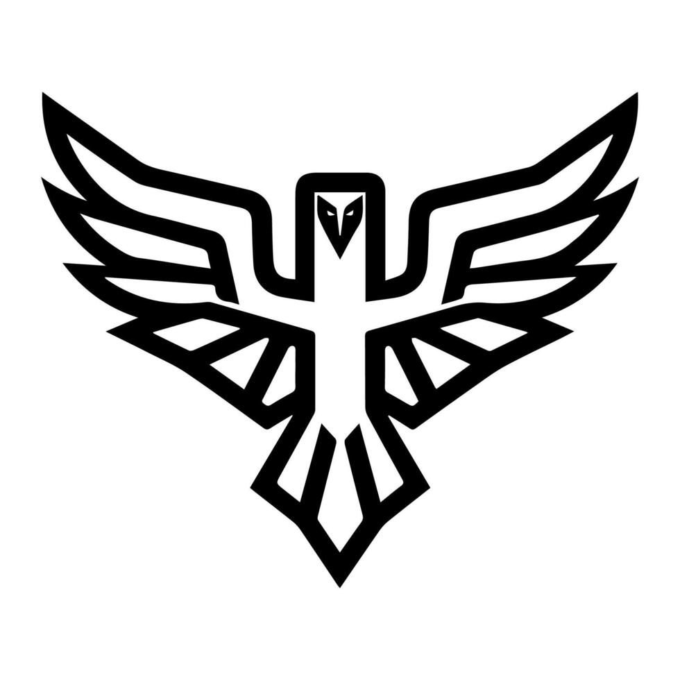 Abstract Eagle logo or modern line icon. line art and icon design with bold outline. Black and white Pixel Perfect minimalistic symbol isolate white background. Creative logotype vector