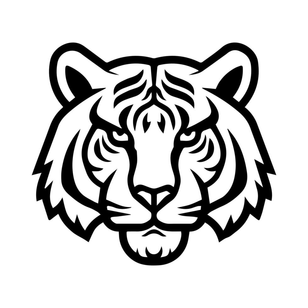 Tiger Face logo or modern line icon. line art and icon design with bold outline. Black and white Pixel Perfect minimalistic symbol isolate white background. Creative logotype vector