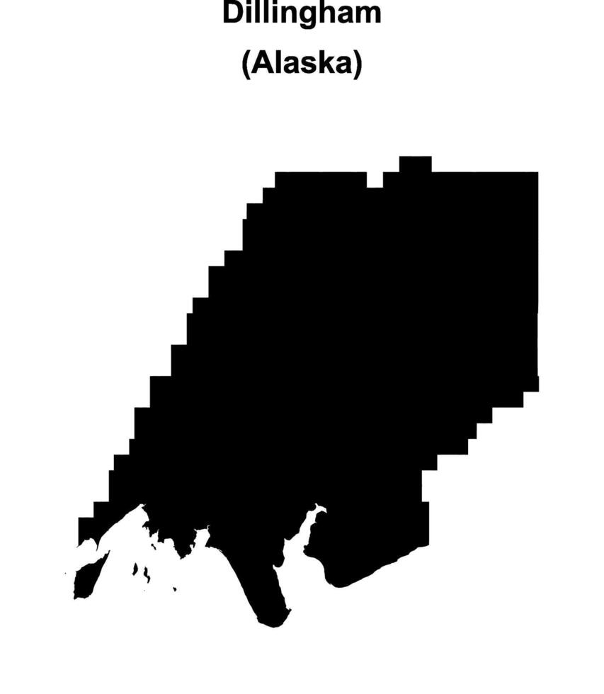 Dillingham Borough, Alaska blank outline map vector