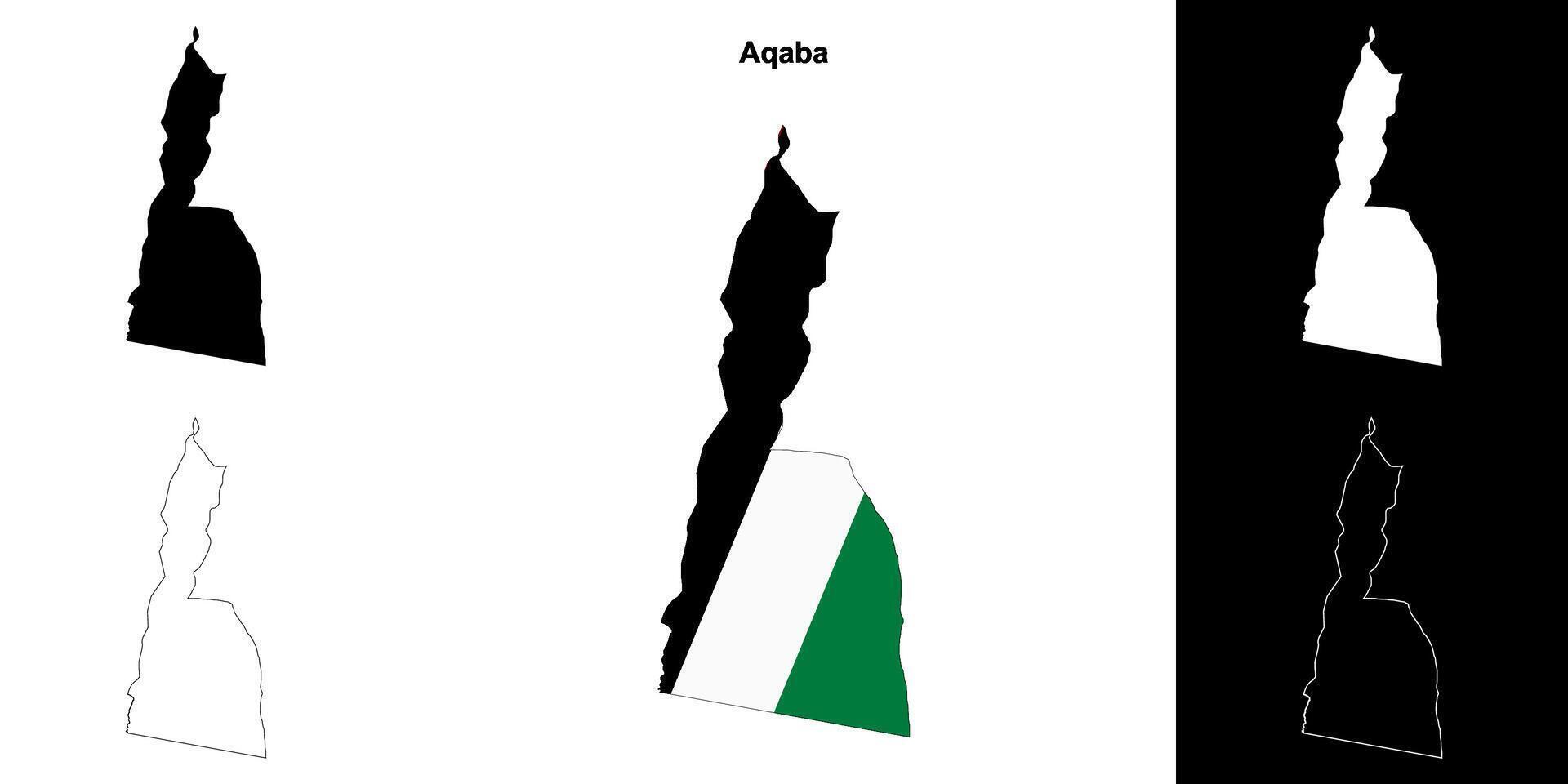 Aqaba governorate outline map set vector