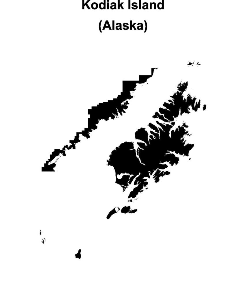 Kodiak Island Borough, Alaska blank outline map vector