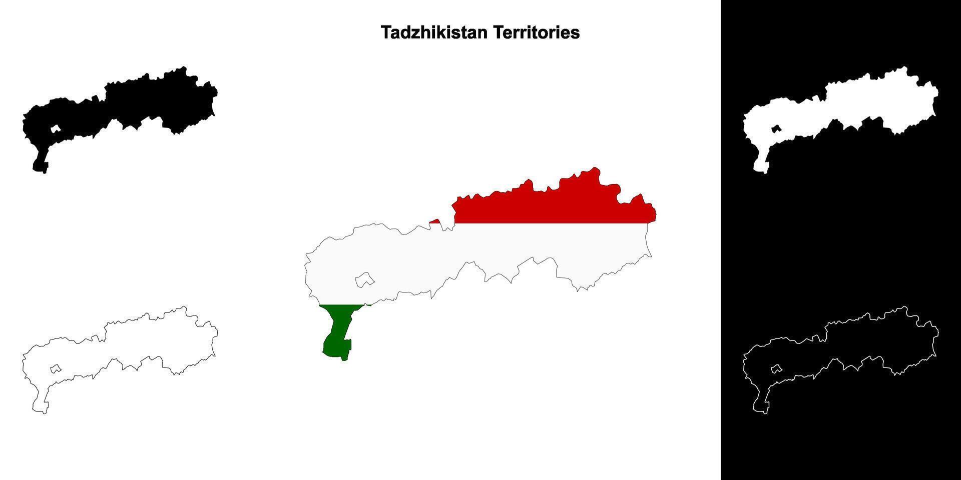 Tadzhikistan Territories region outline map set vector