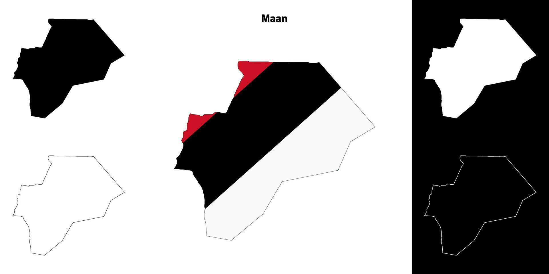 Maan governorate outline map set vector