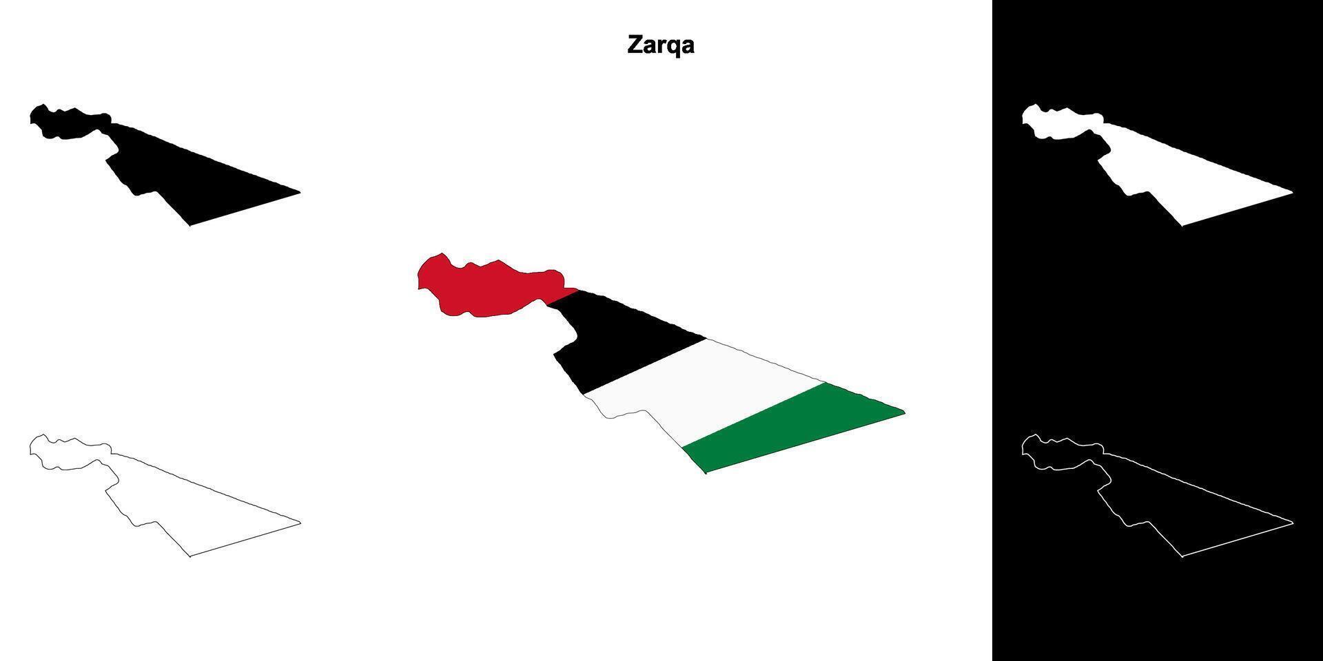 Zarqa governorate outline map set vector