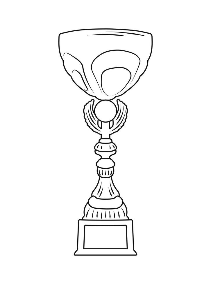 Sketch of trophy, goblet, cup, chalice. Victory symbol vector