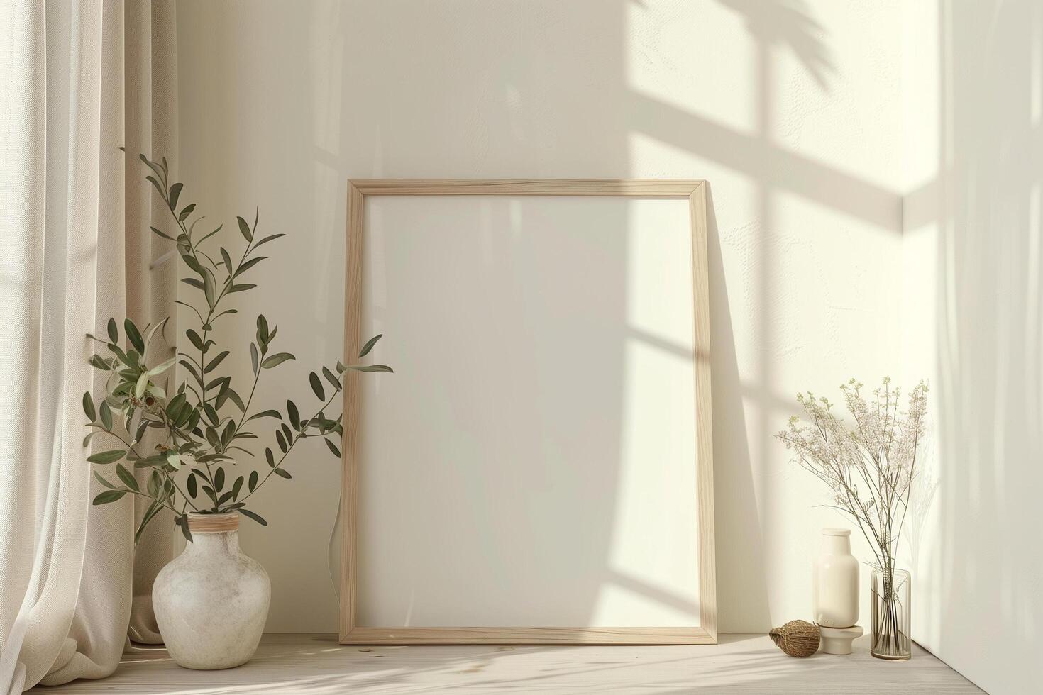 Frame mockup in farmhouse room interior background 3d render photo