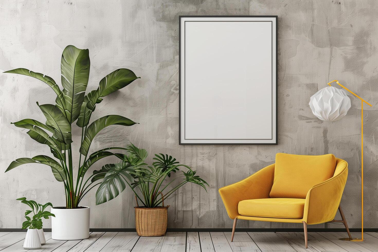 Frame mockup in modern living room interior background 3d render photo