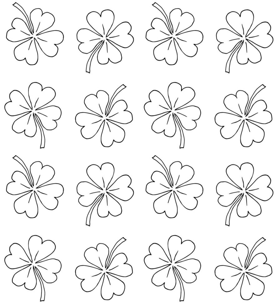 Seamless pattern of sketch clover vector