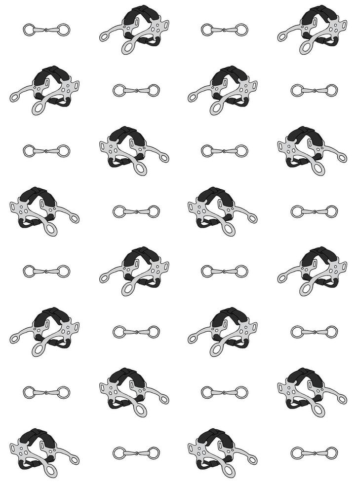 Seamless pattern of hackamore horse bit vector