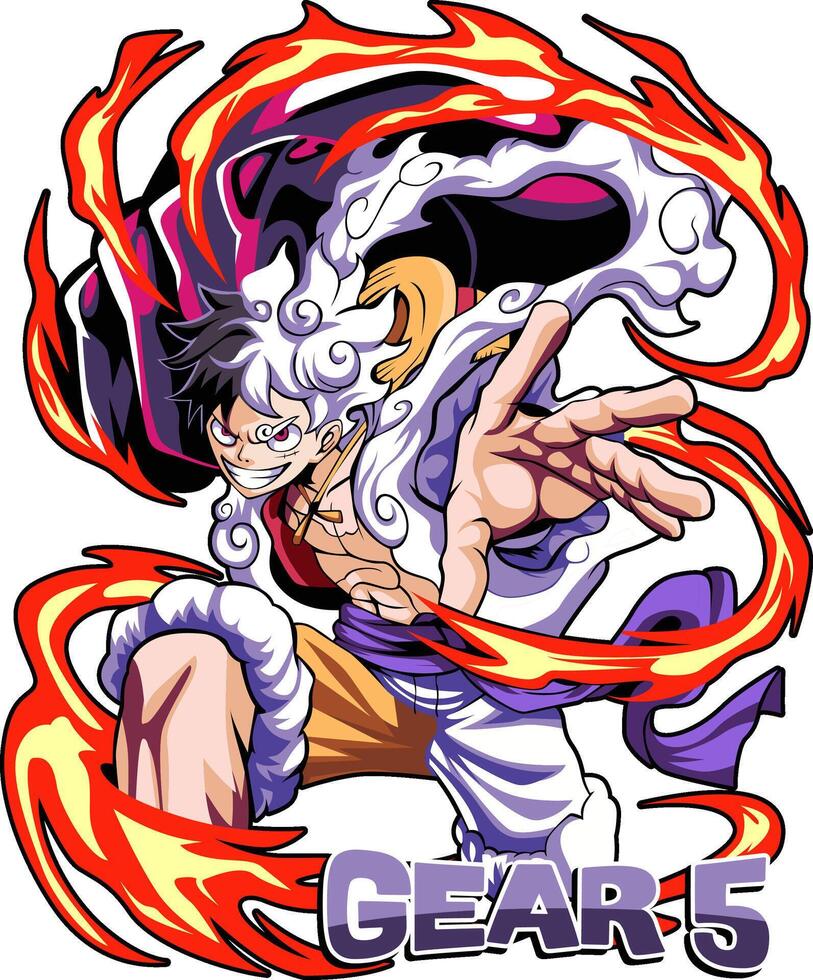Luffy Transform Gear 5 vector