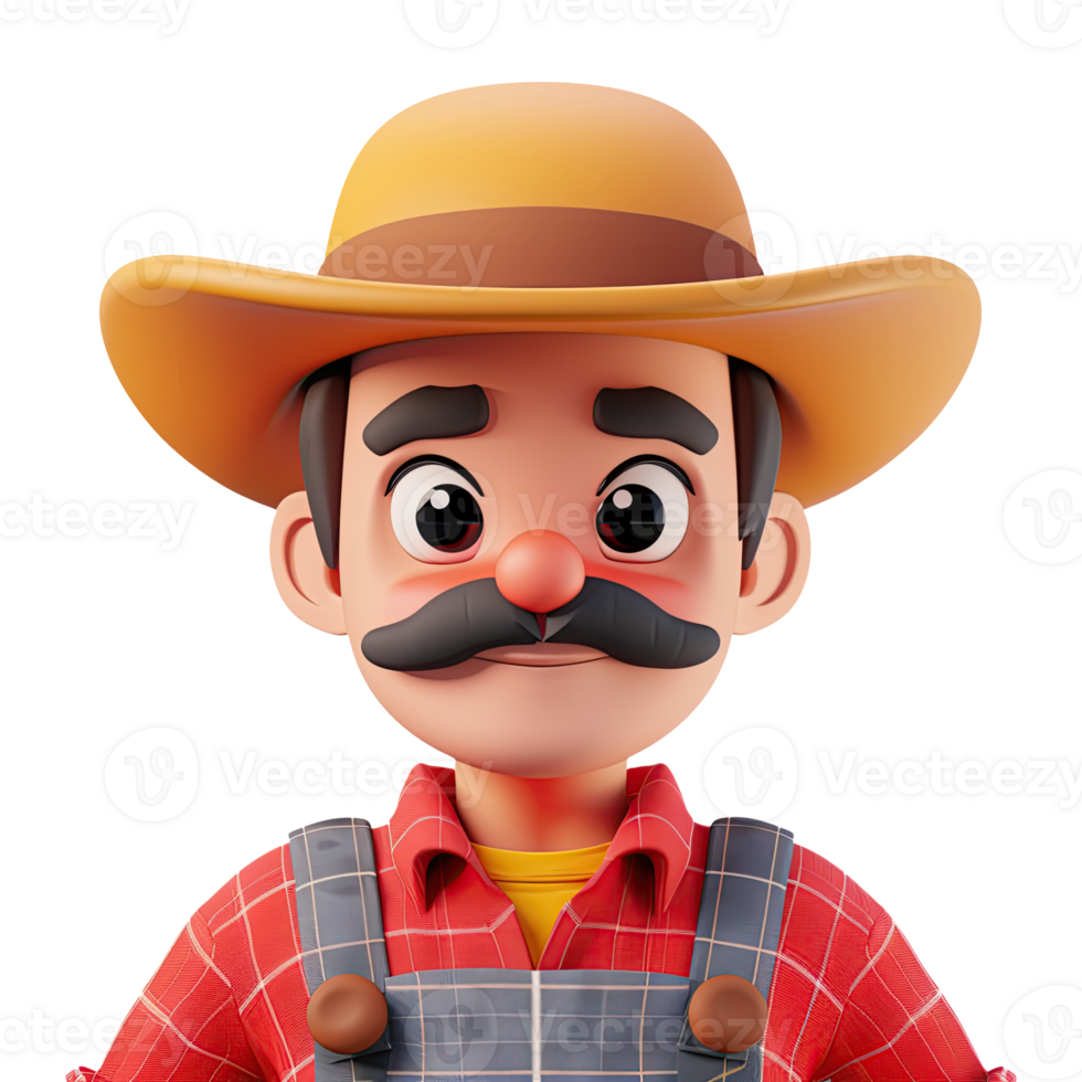 3D cute cartoon male farmer. png