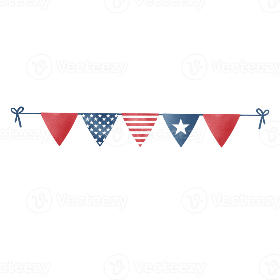 Illustration of bunting flag, Independence Day clipart png
