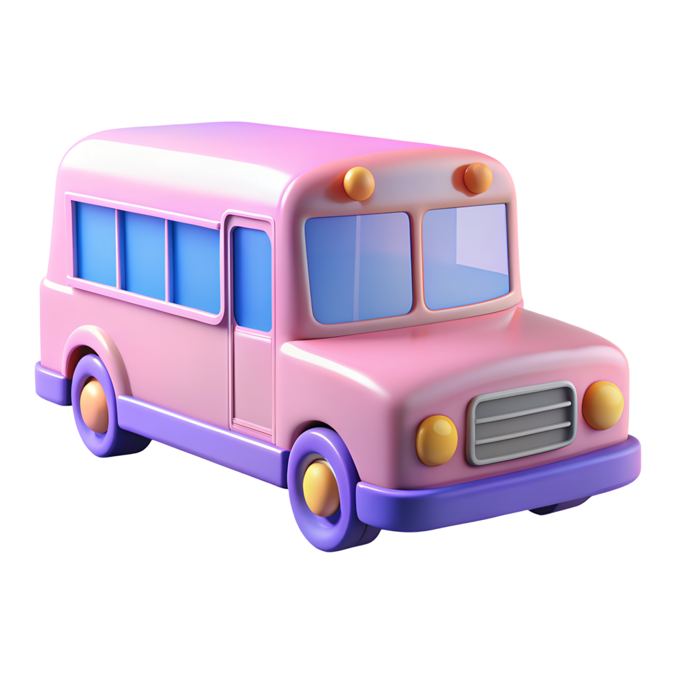 3D school bus icon png